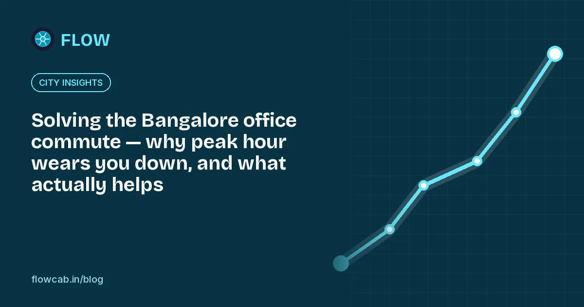 Illustration of a FLOW cab picking up office commuters along a Bangalore road