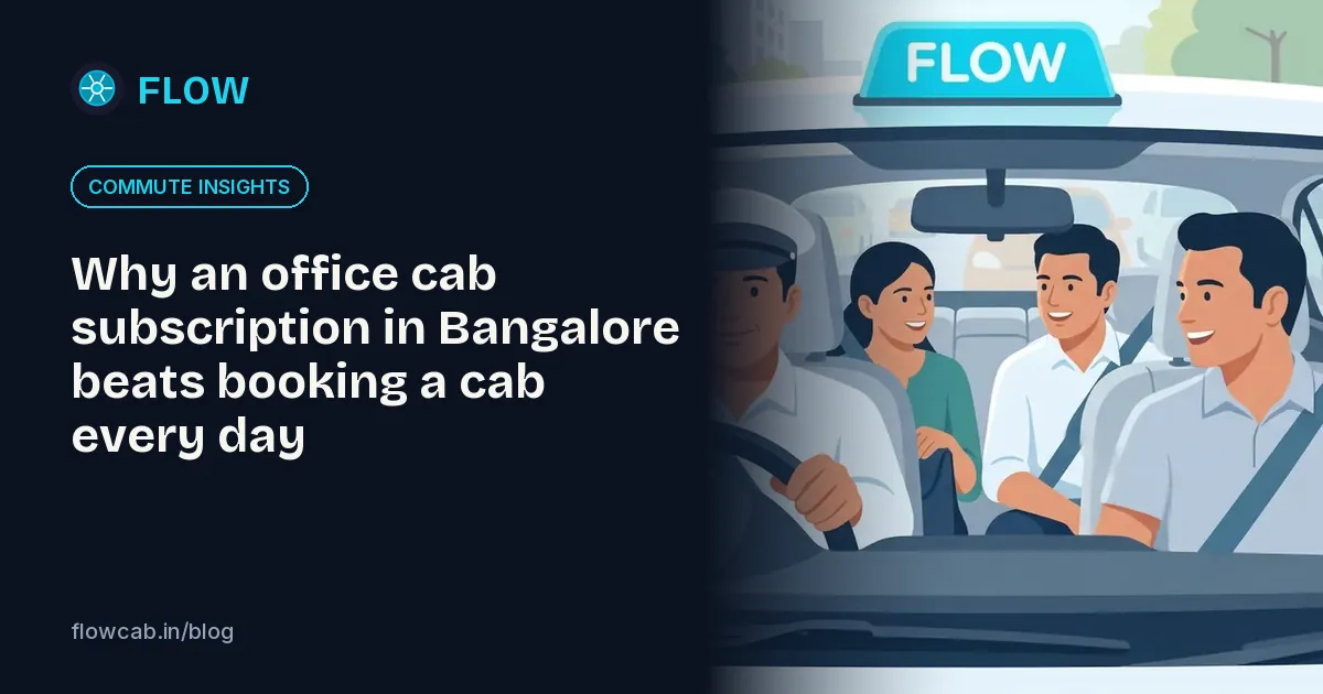 Three office commuters sharing a FLOW cab on their way to work in Bangalore